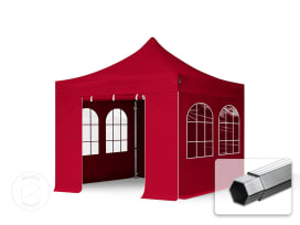 3x3 m Tonnelle pliante Alu, PES 800, côtés avec fenêtres, rouge 3x3 m Tonnelle pliante Alu, PES 800, côtés avec fenêtres, rouge