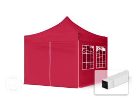 3x3 m Tonnelle pliante Acier, PES 700, côtés avec fenêtres, rouge 3x3 m Tonnelle pliante Acier, PES 700, côtés avec fenêtres, rouge