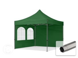 3x3 m Tonnelle pliante Acier, PES 750, côtés avec fenêtres, vert foncé 3x3 m Tonnelle pliante Acier, PES 750, côtés avec fenêtres, vert foncé