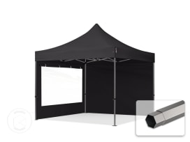 3x3 m Tonnelle pliante Acier, PES 750, côtés panoramiques, noir 3x3 m Tonnelle pliante Acier, PES 750, côtés panoramiques, noir