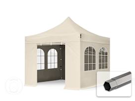 3x3 m Tonnelle pliante Acier, PES 750, côtés avec fenêtres, crème 3x3 m Tonnelle pliante Acier, PES 750, côtés avec fenêtres, crème