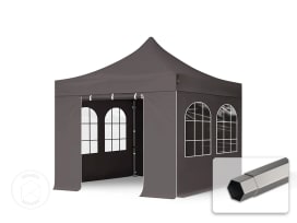 3x3 m Tonnelle pliante Acier, PES 750, côtés avec fenêtres, gris foncé 3x3 m Tonnelle pliante Acier, PES 750, côtés avec fenêtres, gris foncé