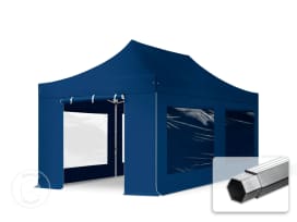 3x6 m Tonnelle pliante Alu, PES 800, côtés panoramiques, bleu