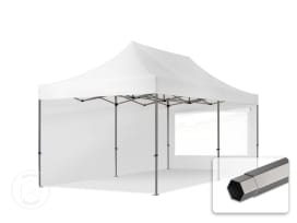 3x6 m Tonnelle pliante Acier, PES 750, côtés panoramiques, blanc 3x6 m Tonnelle pliante Acier, PES 750, côtés panoramiques, blanc