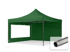4x4 m Tonnelle pliante Acier, PES 750, côtés panoramiques, vert foncé 4x4 m Tonnelle pliante Acier, PES 750, côtés panoramiques, vert foncé