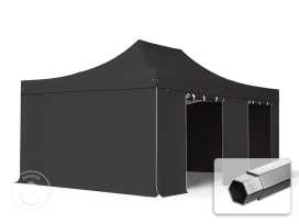 4x6 m Tonnelle pliante Alu, PVC 850, côtés sans fenêtre, noir 4x6 m Tonnelle pliante Alu, PVC 850, côtés sans fenêtre, noir