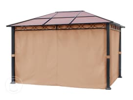 Rideaux (set de 4 toiles) pour tonnelle de jardin Paradise Deluxe, 3x4 m, taupe