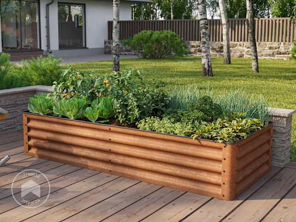 180 x 75 x 35 cm Carré potager surélevé, acier corten, aspect rouille 180 x 75 x 35 cm Carré potager surélevé, acier corten, aspect rouille