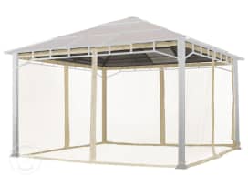 Moustiquaires (4 toiles) pour tonnelle de jardin  Sunset Deluxe, 4x4 m, couleur champagne