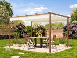 3x4m Pergola imitation bois, toile d'ombrage champagne 3x4m Pergola imitation bois, toile d'ombrage champagne