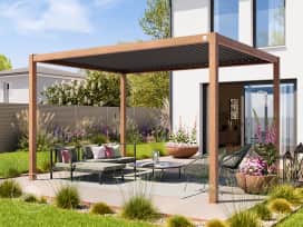 3x4m Pergola imitation bois, lames gris-perle orientables 3x4m Pergola imitation bois, lames gris-perle orientables