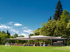 Tente nomade 10,5 x 15  m, avec set de poteaux en aluminium, sable