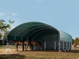 8x8 m Abri tunnel, Bâche PVC, vert foncé, type de sol : terre