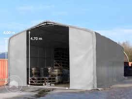 8x36 m hangar, porte 4,0x4,7 m, toile PVC de 850, gris, sans statique