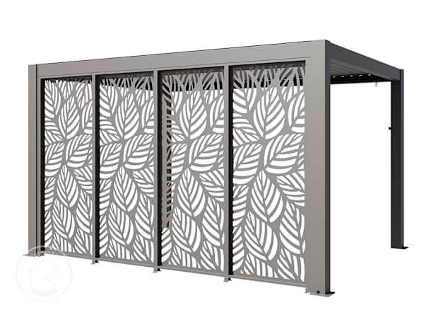 Panneau décoratif quatre pièces en acier pour pergola Deluxe en gris-perle