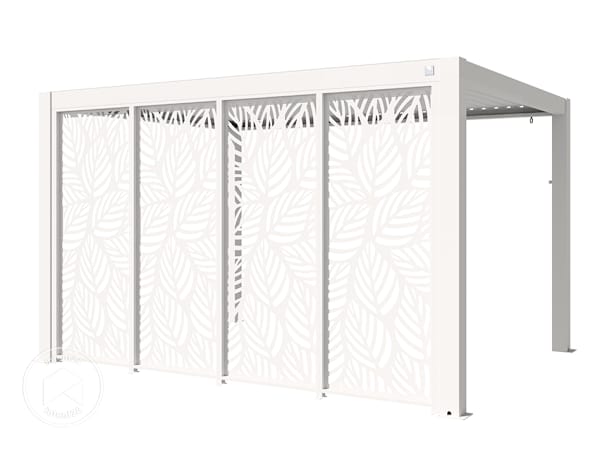 Panneau décoratif quatre pièces en acier pour pergola Deluxe en blanc