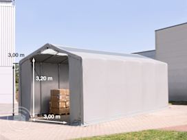 4x12m Hala namiotowa - 3,0 m wysokość ścian bocznych z bramą na zamek błyskawiczny i świetlikami dachowymi, PVC 850, szary, bez statyki 4x12m Hala namiotowa - 3,0 m wysokość ścian bocznych z bramą na zamek błyskawiczny i świetlikami dachowymi, PVC 850, szary, bez statyki