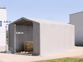 5x10m Hala namiotowa - 4,0 m wysokość ścian bocznych z bramą na zamek błyskawiczny, PRIMEtex 2300, szary, bez statyki 5x10m Hala namiotowa - 4,0 m wysokość ścian bocznych z bramą na zamek błyskawiczny, PRIMEtex 2300, szary, bez statyki