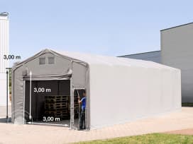 5x12m Hala namiotowa - 3,0 m wysokość ścian bocznych z podciąganą do góry bramą, PVC 550