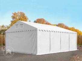 6x8m Namiot magazynowy - 2,6 m wysokość ścian bocznych, PVC 800, biały, bez statyki 6x8m Namiot magazynowy - 2,6 m wysokość ścian bocznych, PVC 800, biały, bez statyki