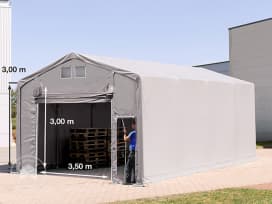 6x8m Hala namiotowa - 3,0 m wysokość ścian bocznych z podciąganą do góry bramą, PVC 550