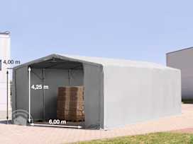 8x12m Hala namiotowa - 4,0 m wysokość ścian bocznych z bramą na zamek błyskawiczny, PVC 850, szary, bez statyki 8x12m Hala namiotowa - 4,0 m wysokość ścian bocznych z bramą na zamek błyskawiczny, PVC 850, szary, bez statyki