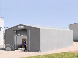 8x16m Hala namiotowa - 4,0 m wysokość ścian bocznych z bramą przesuwną i swietlikami dachowymi, PRIMEtex 2300, szary, bez statyki 8x16m Hala namiotowa - 4,0 m wysokość ścian bocznych z bramą przesuwną i swietlikami dachowymi, PRIMEtex 2300, szary, bez statyki