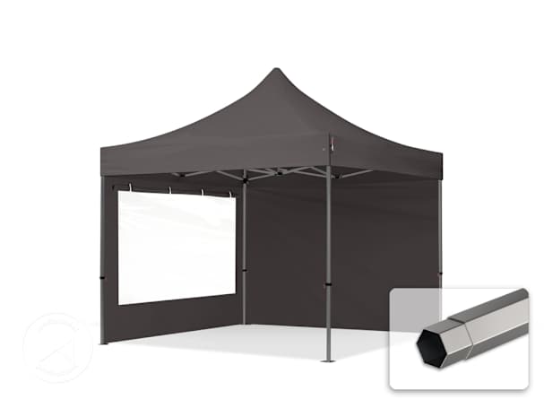 3x3 m Namiot Ekspresowy, PREMIUM Stal 40mm, ze ścianami bocznymi, okna panoramiczne, ciemnoszary 3x3 m Namiot Ekspresowy, PREMIUM Stal 40mm, ze ścianami bocznymi, okna panoramiczne, ciemnoszary