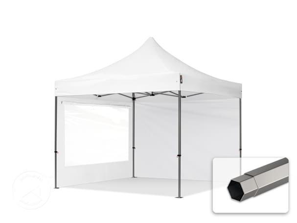 3x3 m Namiot Ekspresowy, PREMIUM Stal 40mm, ze ścianami bocznymi, okna panoramiczne, biały