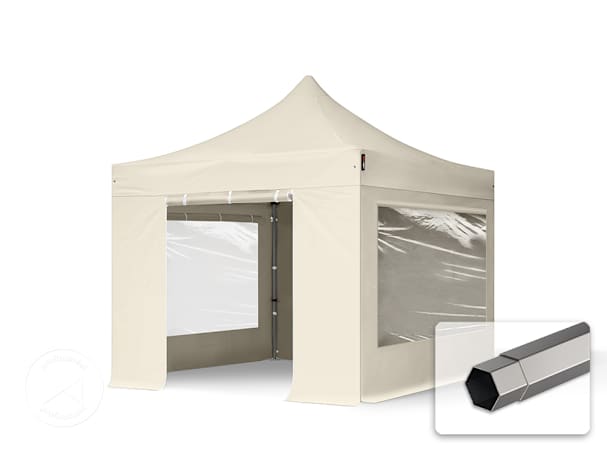 3x3 m Namiot Ekspresowy, PREMIUM Stal 40mm, ze ścianami bocznymi, okna panoramiczne, kremowy 3x3 m Namiot Ekspresowy, PREMIUM Stal 40mm, ze ścianami bocznymi, okna panoramiczne, kremowy