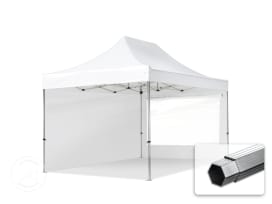 3x4,5 m Namiot Ekspresowy PROFESSIONAL Alu 40mm, ze ścianami bocznymi, okna panoramiczne, biały 3x4,5 m Namiot Ekspresowy PROFESSIONAL Alu 40mm, ze ścianami bocznymi, okna panoramiczne, biały