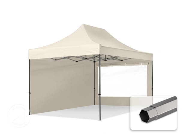 3x4,5m Namiot Ekspresowy, PREMIUM Stal 40mm, ze ścianami bocznymi, okna panoramiczne, kremowy 3x4,5m Namiot Ekspresowy, PREMIUM Stal 40mm, ze ścianami bocznymi, okna panoramiczne, kremowy