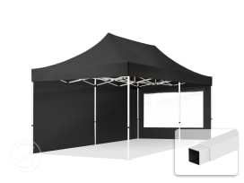 3x6 m Namiot Ekspresowy, ECONOMY Stal 30mm, ze ścianami bocznymi, okna panoramiczne, czarny