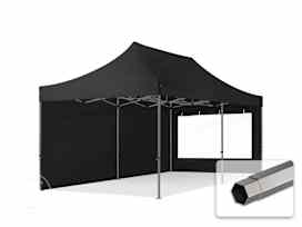 3x6 m Namiot Ekspresowy, PREMIUM Stal 40mm, ze ścianami bocznymi, okna panoramiczne, czarny