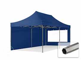 3x6 m Namiot Ekspresowy, PREMIUM Stal 40mm, ze ścianami bocznymi, okna panoramiczne, niebieski