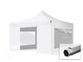 4x4 m Namiot Ekspresowy PROFESSIONAL Alu 40 mm, trudnopalny, ze ścianami bocznymi, okna panoramiczne , biały