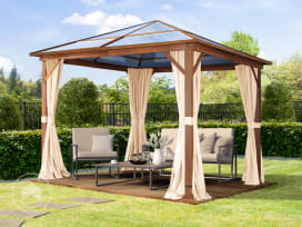 Pawilon ogrodowy Hardtop Forest Deluxe, szampański, 3x3 m, w optyce dębu