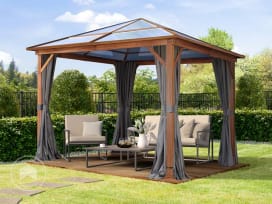 Pawilon ogrodowy Hardtop Forest Deluxe, ciemno-szary, 3x3 m, w optyce dębu