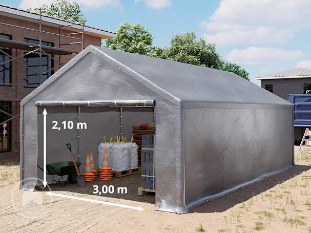 4x8m Namiot magazynowy, plandeka PE, szary 4x8m Namiot magazynowy, plandeka PE, szary