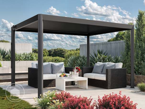 4x3m Pergola Deluxe, lamelowa, antracyt 4x3m Pergola Deluxe, lamelowa, antracyt