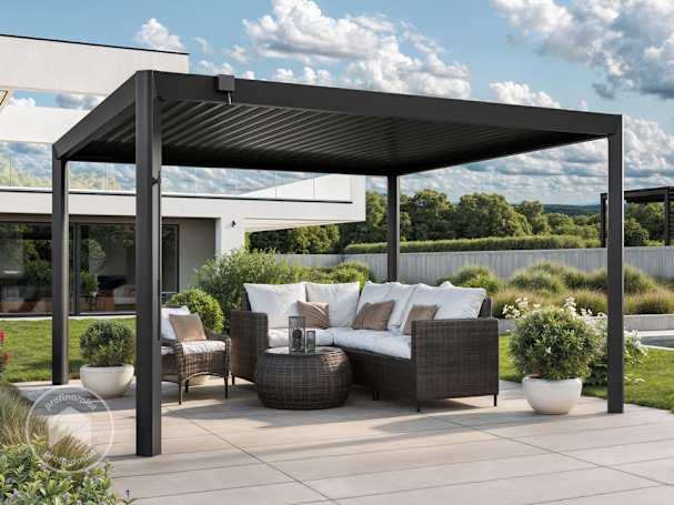 4x4m Pergola Deluxe, lamelowa, antracyt 4x4m Pergola Deluxe, lamelowa, antracyt