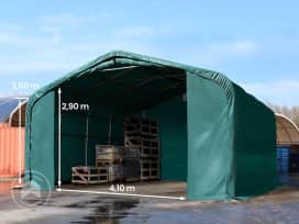 6x6m Hala namiotowa - 2,6 m wysokość ścian bocznych z 4,1x2,9m brama, PVC 850, ciemnozielony, bez statyki