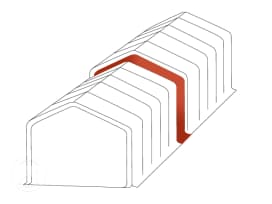 Rynna łącząca / rynna deszczowa do namiotów typu B,  3m  PVC ciemnozielona, wysokość 3m