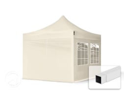3x3 m Easy Up partytent met zijwanden (4 vensters), crème
