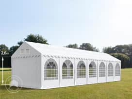 Partytent 4x14 m - 2,6m doorloop, PVC 1400, met Grondframe, wit Partytent 4x14 m - 2,6m doorloop, PVC 1400, met Grondframe, wit