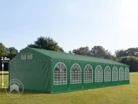 Partytent 6x24 m - 2,6m doorloop, PVC 1400, met Grondframe, donkergroen Partytent 6x24 m - 2,6m doorloop, PVC 1400, met Grondframe, donkergroen
