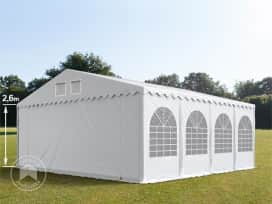 Partytent 8x8 m - 2,6m doorloop, PVC 1400, met Grondframe, wit Partytent 8x8 m - 2,6m doorloop, PVC 1400, met Grondframe, wit