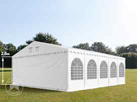 Partytent 7x10 m - 2,6m doorloop, PVC 1400, met Grondframe, wit