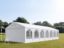 Partytent 6x14 m - 2,6m doorloop, PVC 1400, met Grondframe, wit Partytent 6x14 m - 2,6m doorloop, PVC 1400, met Grondframe, wit