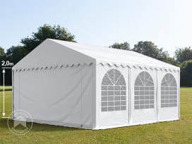 Partytent 6x6 m, PVC 800, met Grondframe, wit